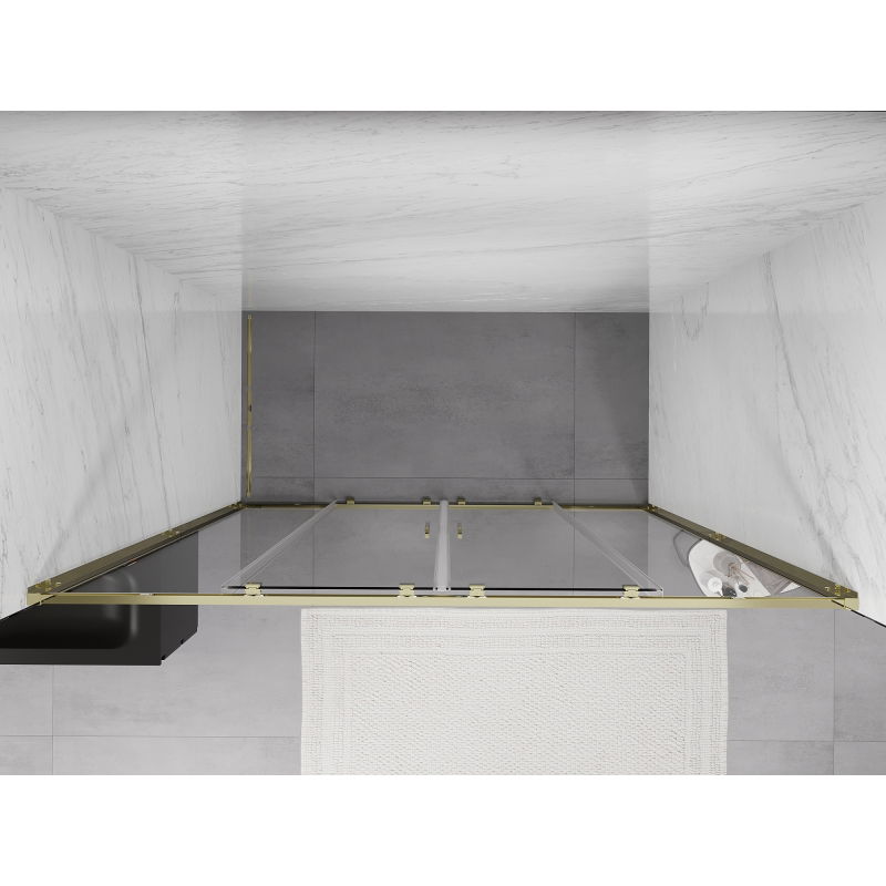 Mexen Exo portas de duche duplas deslizantes 190 cm, transparentes, douradas - 8152-190-000-50-00