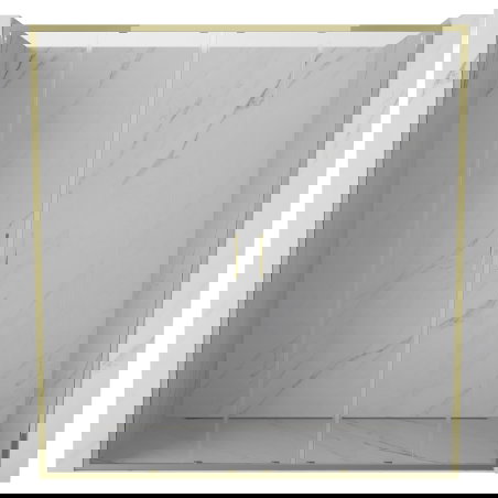 Mexen Exo διπλές συρόμενες πόρτες ντους 200 cm, διαφανείς, χρυσές - 8152-200-000-50-00