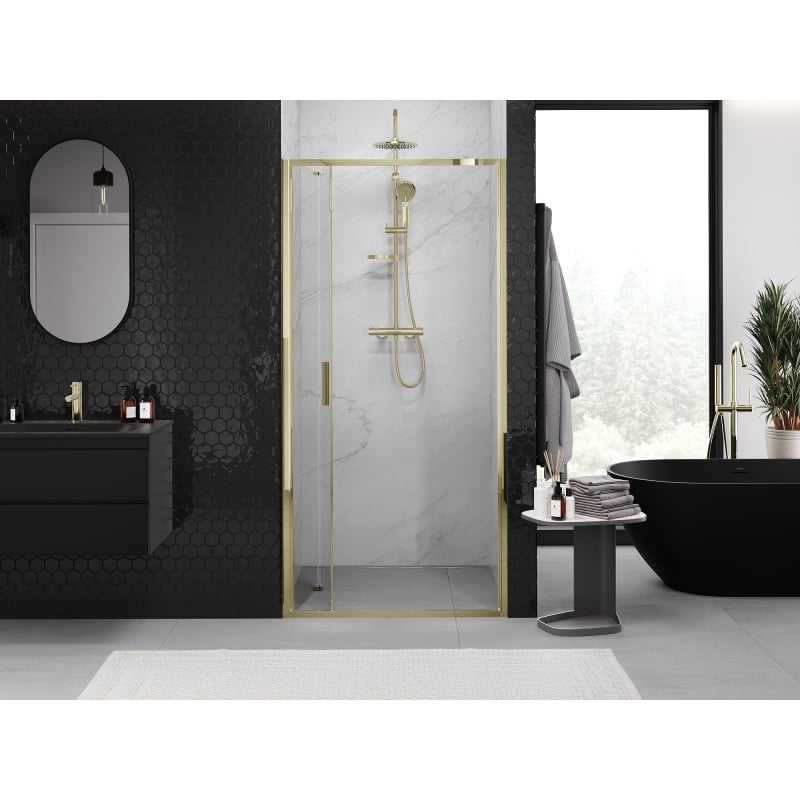 Mexen Exo-F puerta de ducha plegable de 65 cm, transparente, dorada - 816-065-000-50-00