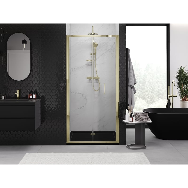 Mexen Exo-F opvouwbare douchedeur 85 cm, transparant, goud - 816-085-000-50-00