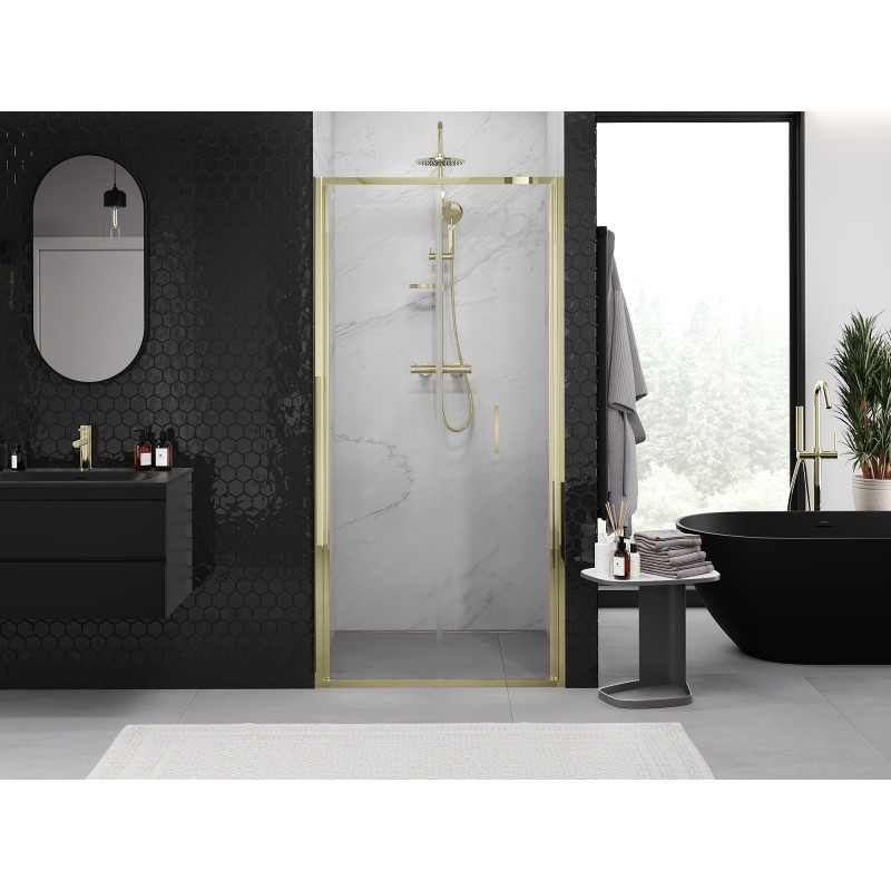 Mexen Exo-F puerta de ducha plegable 90 cm, transparente, dorada - 816-090-000-50-00