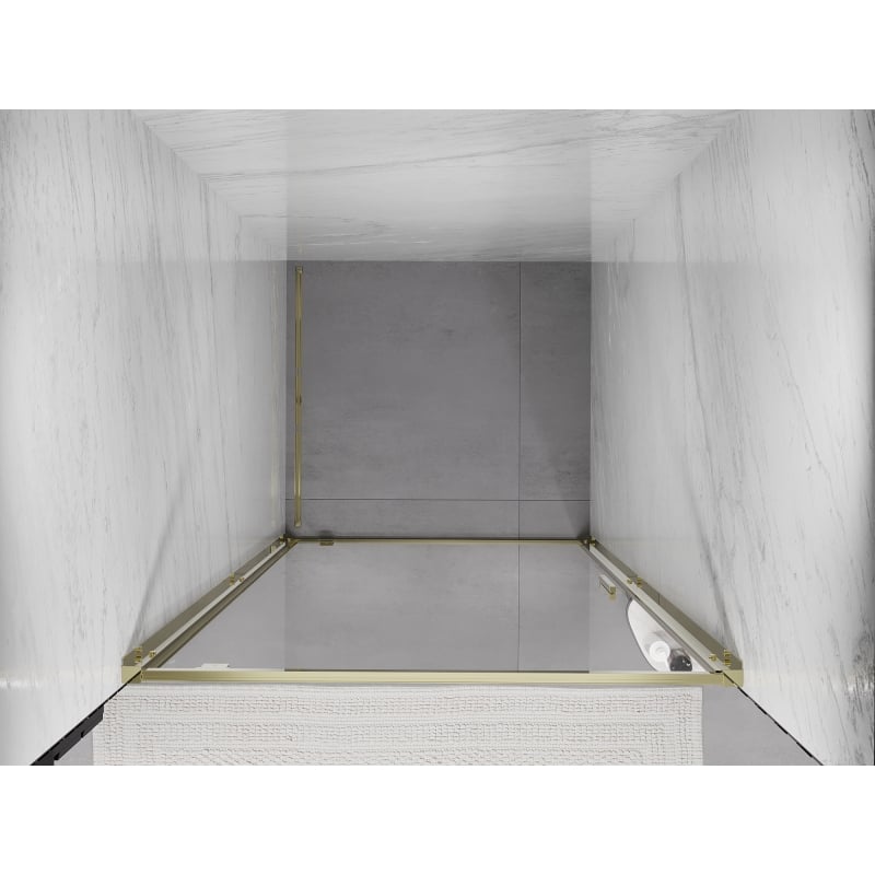 Mexen Exo puerta de ducha abatible 70 cm, transparente, dorada - 8181-070-000-50-00