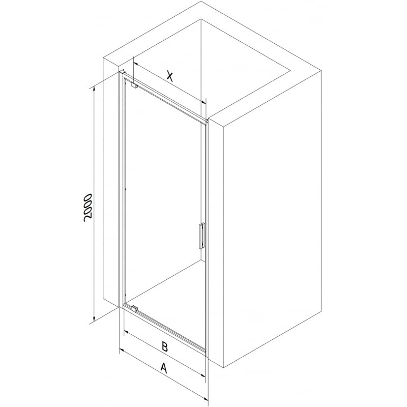 Mexen Exo porta de duche articulada 90 cm, transparente, ouro - 8181-090-000-50-00