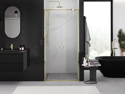 Mexen Exo dubbele douchedeur draaibaar 70 cm, transparant, goud - 8182-070-000-50-00