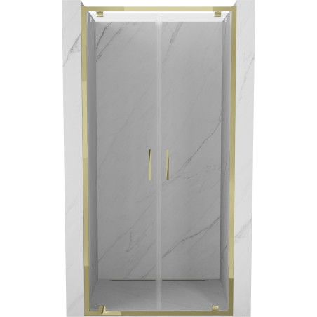 Mexen Exo-BR Duo drzwi prysznicowe podwójne uchylne 70 cm, transparent, złote - 8182-070-000-50-00