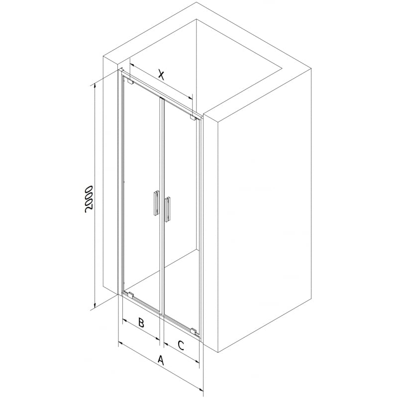 Mexen Exo drzwi prysznicowe podwójne uchylne 100 cm, transparent, złote - 8182-100-000-50-00