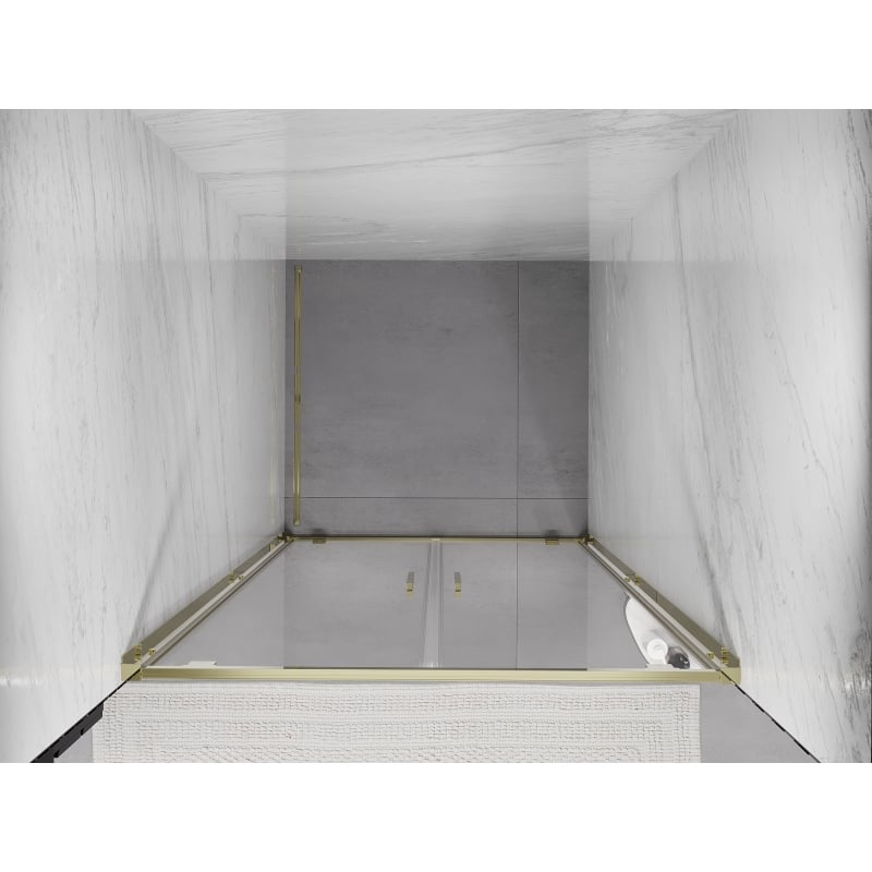 Mexen Exo-BR Duo double hinged shower door 100 cm, transparent, gold - 8182-100-000-50-00