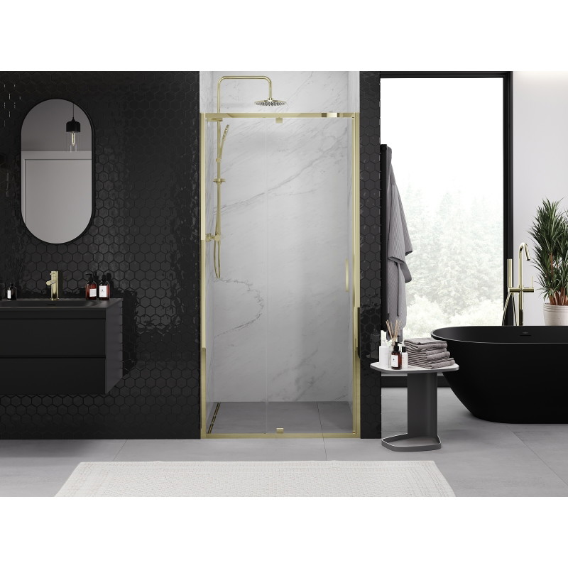 Mexen Exo-R drzwi prysznicowe uchylne 105 cm, transparent, złote - 819-105-000-50-00