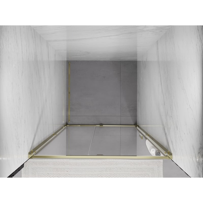 Mexen Exo-R porta doccia a battente 125 cm, trasparente, dorata - 819-125-000-50-00
