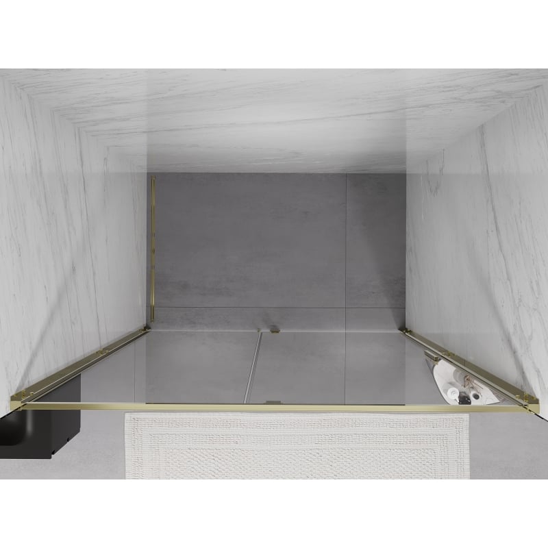 Mexen Exo puertas de ducha abatibles 135 cm, transparente, dorado - 819-135-000-50-00