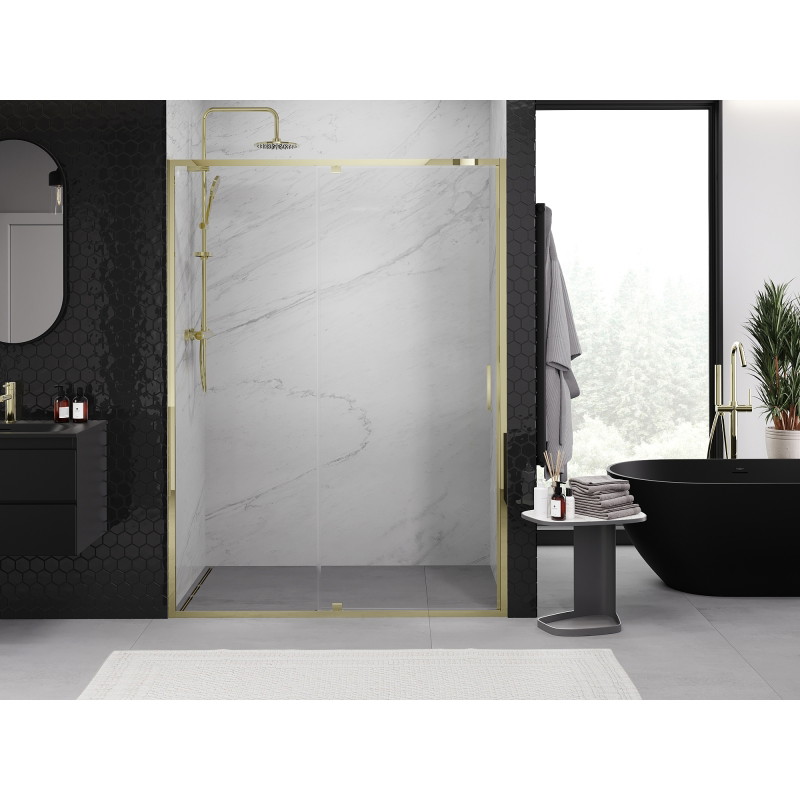 Mexen Exo-R drzwi prysznicowe uchylne 140 cm, transparent, złote - 819-140-000-50-00