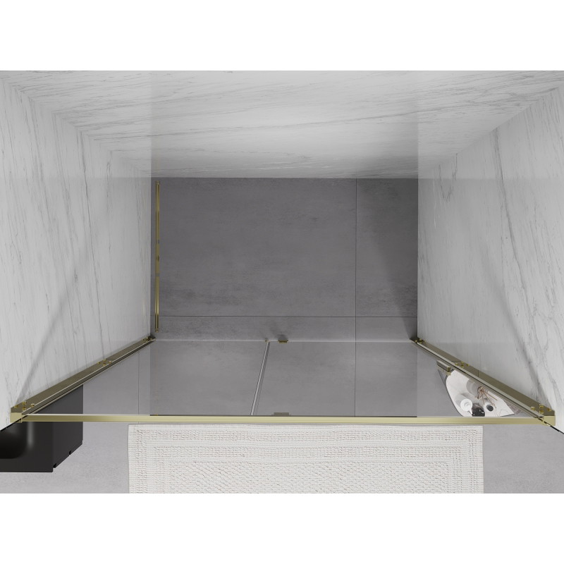 Mexen Exo-R drzwi prysznicowe uchylne 140 cm, transparent, złote - 819-140-000-50-00