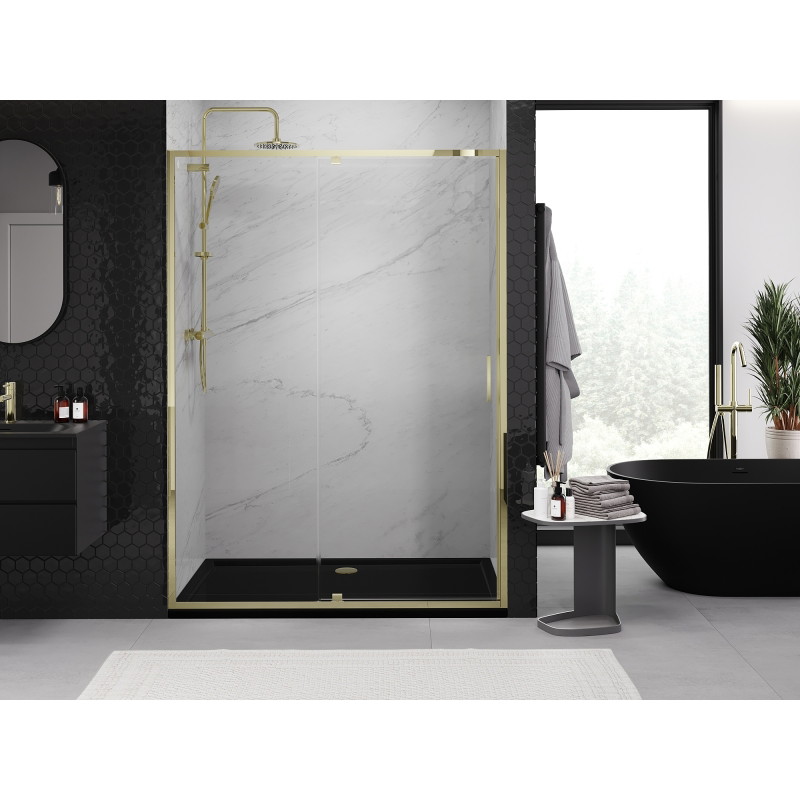 Mexen Exo-R drzwi prysznicowe uchylne 155 cm, transparent, złote - 819-155-000-50-00