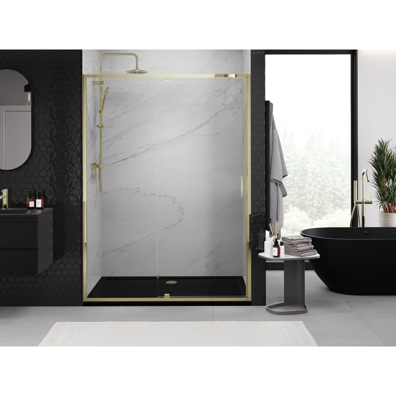 Mexen Exo drzwi prysznicowe uchylne 160 cm, transparent, złote - 819-160-000-50-00