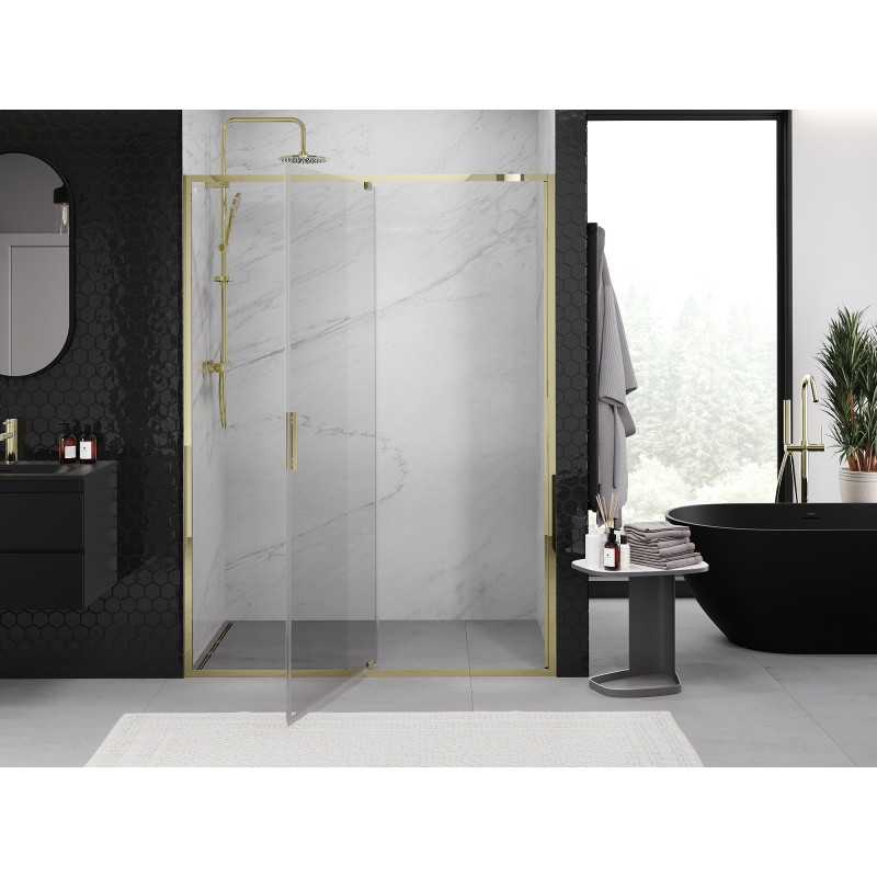 Mexen Exo-R krilna tuš vrata 160 cm, prozorna, zlata - 819-160-000-50-00