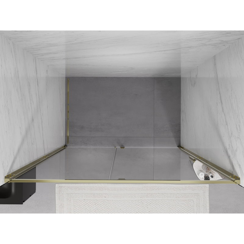 Mexen Exo 160 cm Hinged Shower Door, Transparent, Gold - 819-160-000-50-00