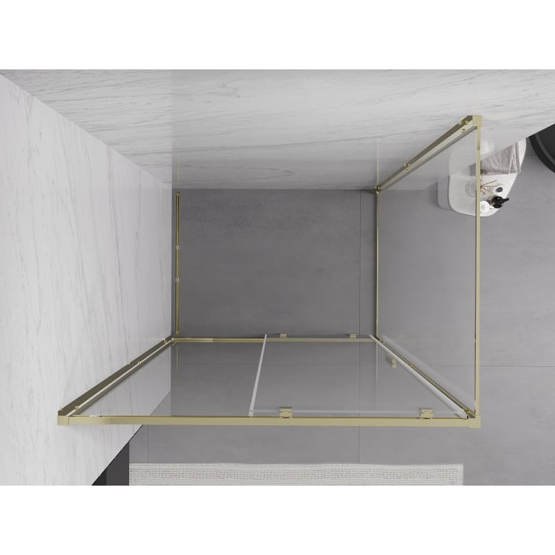 Mexen Exo-S cabina de ducha corredera 95 x 80 cm, transparente, dorada - 8151-095-080-50-00
