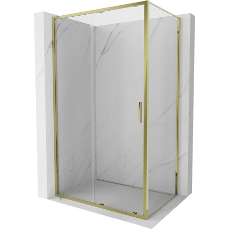 Mexen Exo-S liukuovellinen suihkukoppi 130 x 90 cm, läpinäkyvä, kultainen - 8151-130-090-50-00