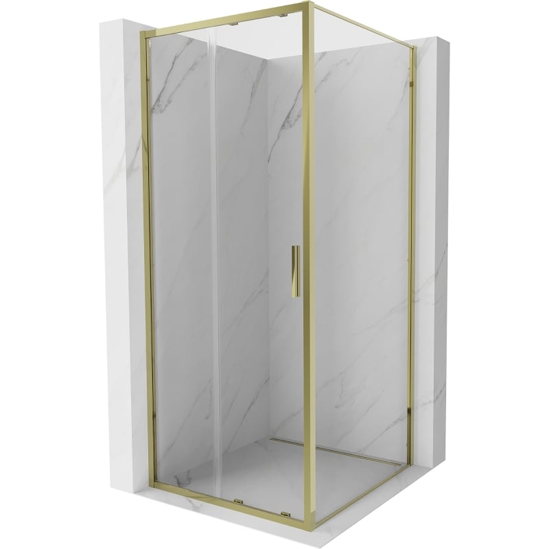 Mexen Exo-S liukuva suihkukoppi 100 x 100 cm, kirkas, kultainen - 8151-100-100-50-00