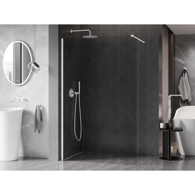 Mexen Kioto-X Staklena tuš pregrada Walk-in 50 x 200 cm, prozirna 10 mm, bijela - 800-050-101-20-00-X
