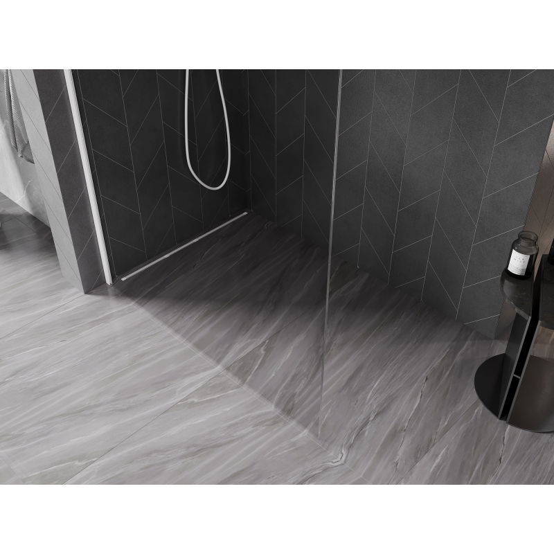 Mexen Kioto-X suihkuseinä Walk-in 130 x 200 cm, läpinäkyvä 10 mm, valkoinen - 800-130-101-20-00-X