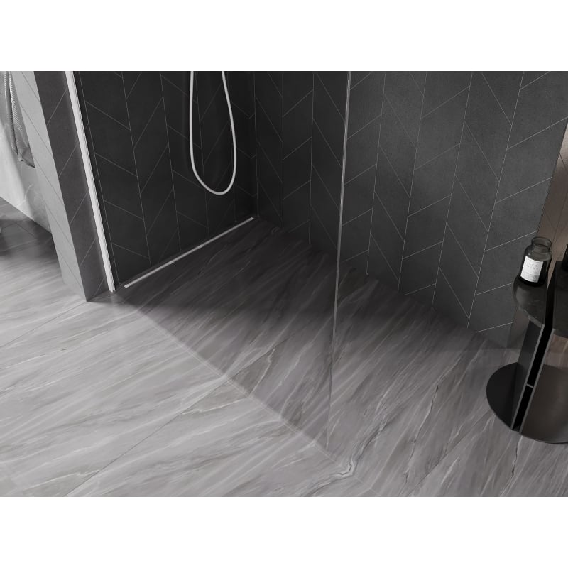 Mexen Kioto-X parede de chuveiro Walk-in 150 x 200 cm, transparente 10 mm, branca - 800-150-101-20-00-X