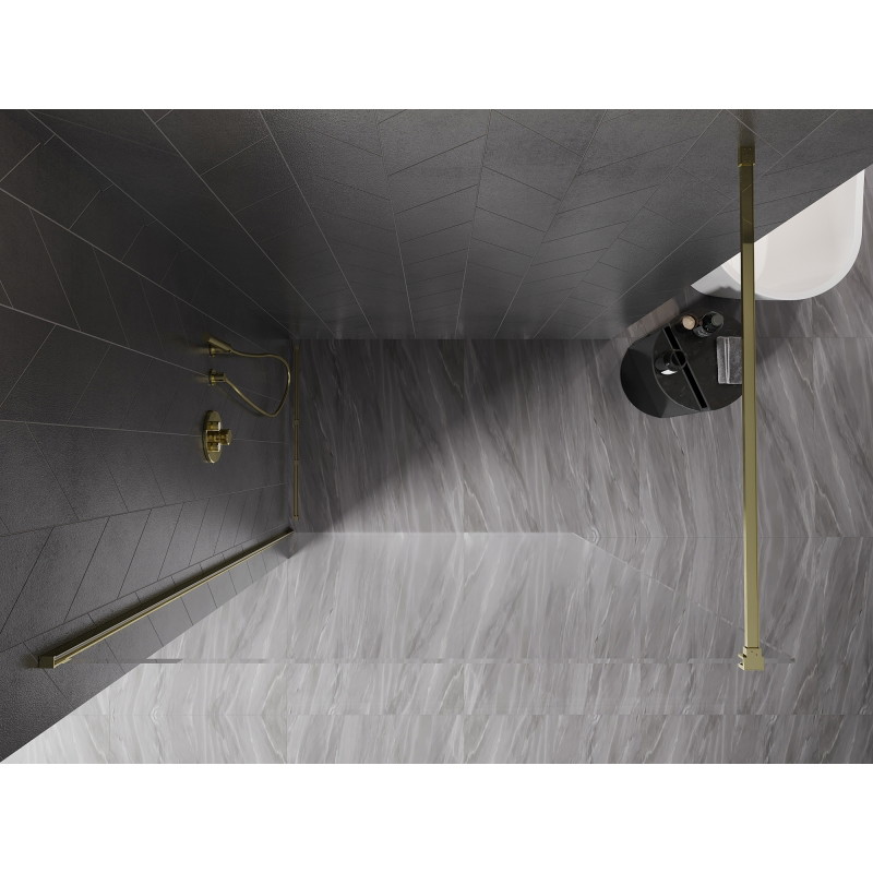 Mexen Kioto-X Zaslon za tuš Walk-in 60 x 200 cm, proziran 10 mm, zlatni - 800-060-101-50-00-X