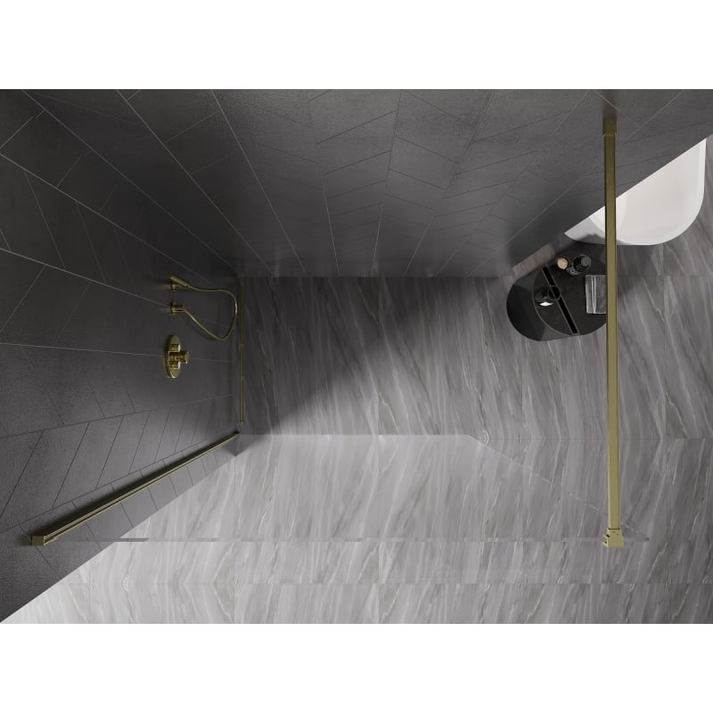 Mexen Kioto-X dušisein Walk-in 50 x 200 cm, läbipaistev 10 mm, kuldne harjatud - 800-050-101-55-00-X