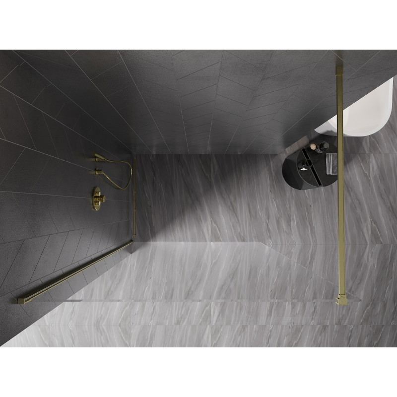 Mexen Kioto-X dušisein Walk-in 70 x 200 cm, läbipaistev 10 mm, kuldne harjatud - 800-070-101-55-00-X