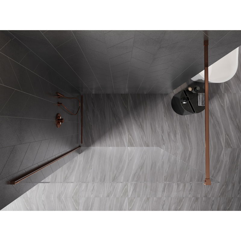 Mexen Kioto-X Duschwand Walk-in 50 x 200 cm, transparent 10 mm, Roségold - 800-050-101-60-00-X