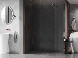 Mexen Kioto-X douchewand Walk-in 100 x 200 cm, transparant 10 mm, roze goud - 800-100-101-60-00-X
