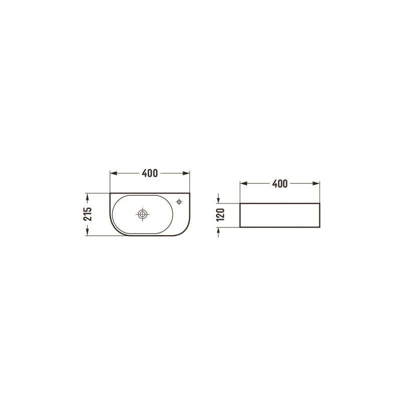 Mexen Viera linker opzetwastafel 40 x 21 cm, wit - 21274000L