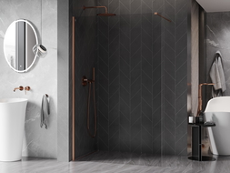 Mexen Kioto-X Duschwand Walk-in 80 x 200 cm, transparent 10 mm, gebürstetes Kupfer - 800-080-101-65-00-X