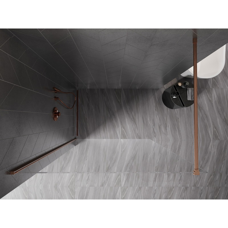 Mexen Kioto-X dušisein Walk-in 90 x 200 cm, läbipaistev 10 mm, harjatud vask - 800-090-101-65-00-X