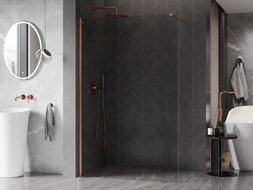 Mexen Kioto-X tuš zid Walk-in 120 x 200 cm, prozirna 10 mm, brušena bakar - 800-120-101-65-00-X