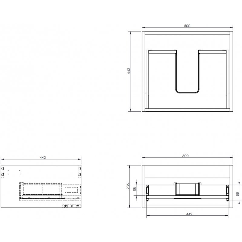 Mexen Box-A Korpus vum Ënnerbau-Waasserspigelkabinett 50 cm, 1 Schaff, schwaarz matte - 91AX0-0500-235-1-71