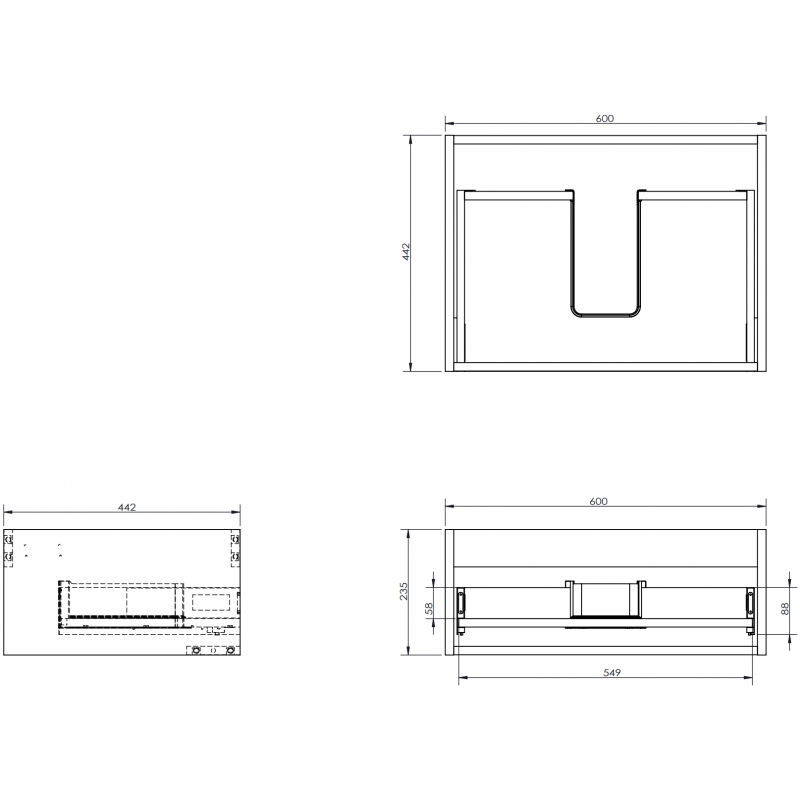 Mexen Box-A mueble bajo lavabo de 60 cm, 1 cajón, gris mate - 91AX0-0600-235-1-62