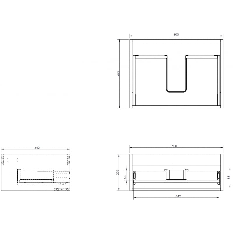 Mexen Box-A cabinet frame for washbasin 60 cm, 1 drawer, matte graphite - 91AX0-0600-235-1-66