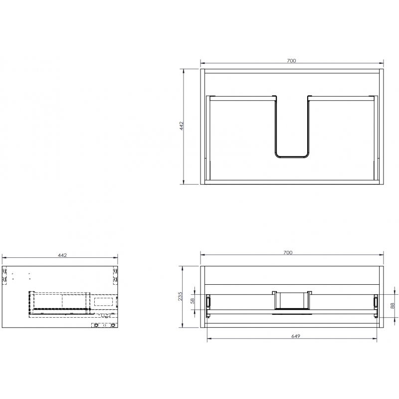 Mexen Box-A corpo do armário para lavatório 70 cm, 1 gaveta, preto mate - 91AX0-0700-235-1-71