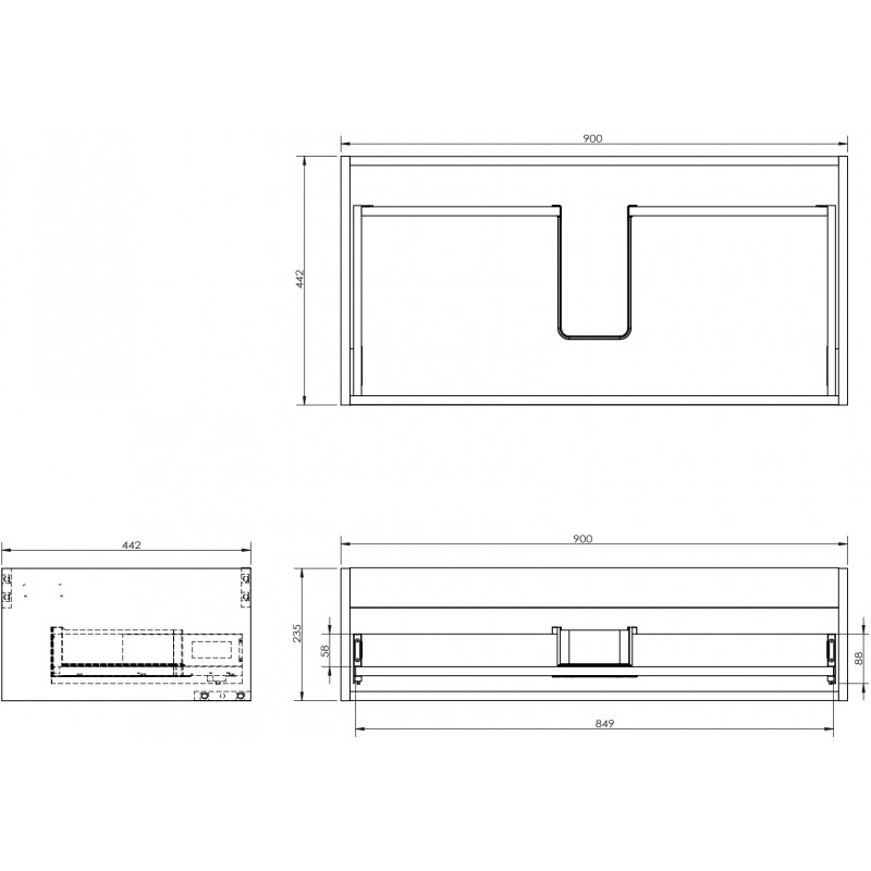 Mexen Box-A korpus szafki podumywalkowej 90 cm, 1 szuflada, czarny połysk - 91AX0-0900-235-1-70
