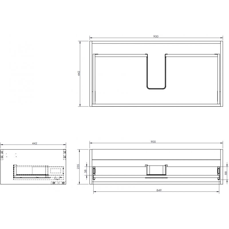 Mexen Box-A kastombouw 90 cm, 1 lade, eik - 91AX0-0900-235-1-81
