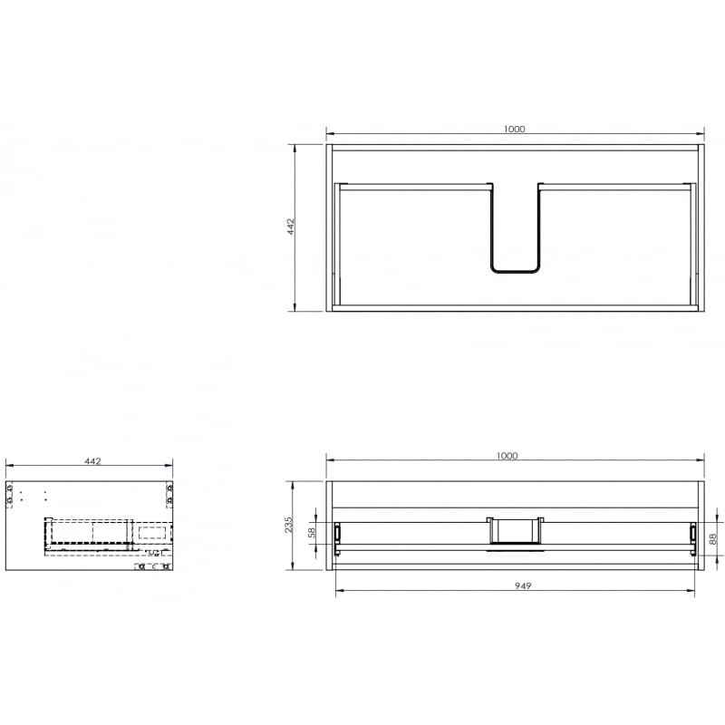 Mexen Box-A corpo de armário de lavatório 100 cm, 1 gaveta, branco brilhante - 91AX0-1000-235-1-00