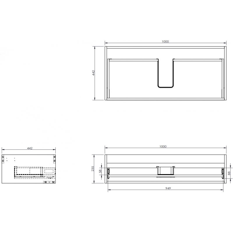 Mexen Box-A omara za umivalnik 100 cm, 1 predal, mat grafit - 91AX0-1000-235-1-66
