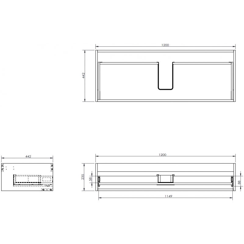 Mexen Box-A corps du meuble sous-lavabo 120 cm, 1 tiroir, noyer - 91AX0-1200-235-1-86