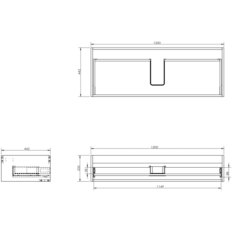 Mexen Box-A valamualuse kapi korpus 120 cm, 1 sahtel, pähkel - 91AX0-1200-235-1-86