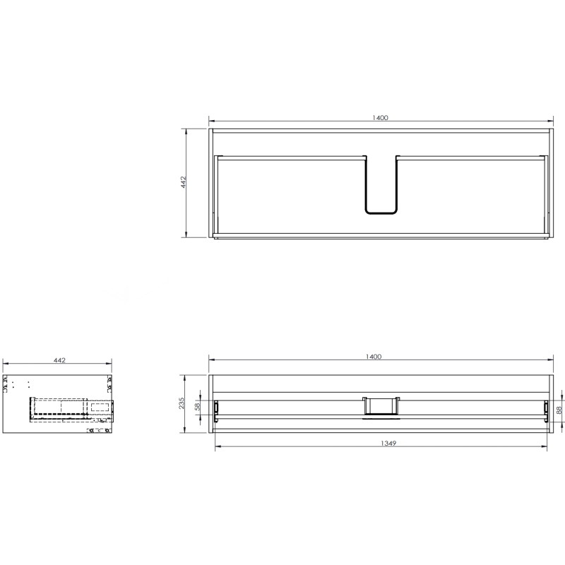 Mexen Box-A korpus ormarića ispod umivaonika 140 cm, 1 ladica, orah - 91AX0-1400-235-1-86