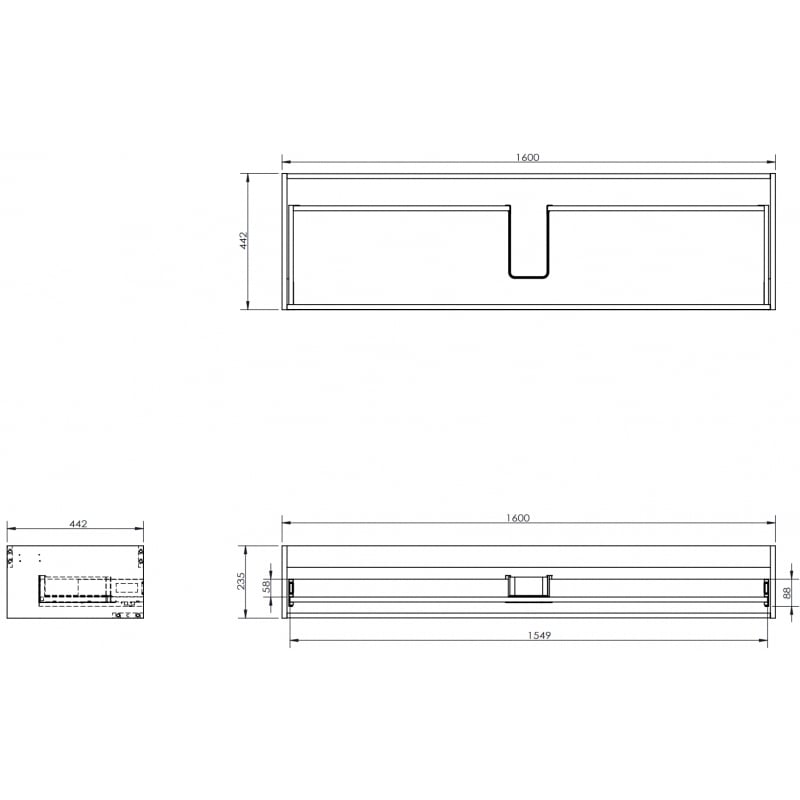 Mexen Box-A corpo del mobile da bagno 160 cm, 1 cassetto, rovere - 91AX0-1600-235-1-81