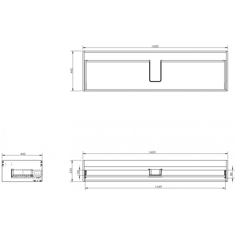 Mexen Box-A corpo dell'armadietto da 160 cm, 1 cassetto, noce - 91AX0-1600-235-1-86