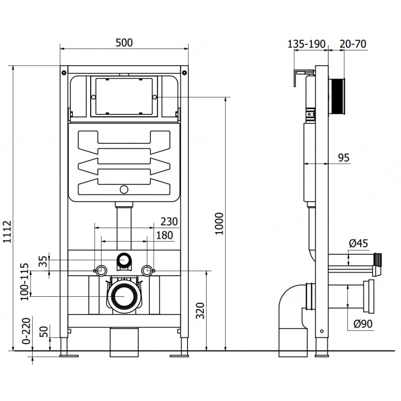 Mexen Fenix Air Slim châssis encastré pneumatique pour WC - 6A100