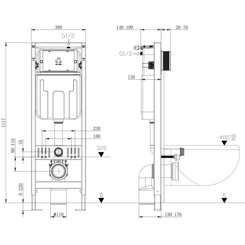 Mexen Fenix W bastidor empotrado para WC - 60105